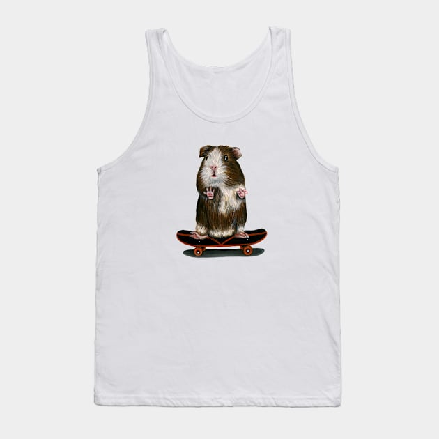 Skateboarding Guinea Pig Standing Tank Top by Tasmin Bassett Art